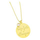 Colar Seja Forte E Corajosa E Ponto De Luz Folheado Ouro 18k