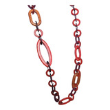 Colar Super Longo Argolas Grandes Resina Vermelho Ou Preto