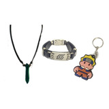 Colar Tsunade Naruto + Pulseira Naruto + Chaveiro Naruto