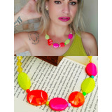 Colares Resina Acrílico Coloridos Bolinha Kit 10 Colar Femin