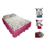 Colcha Casal King Sarja Babado Oxford + 2porta Travesseiros