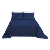 Colcha Cobre Leito Arezzo Casal Queen Piquet Azul Liso 3 Pçs