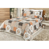 Colcha Cobre Leito La Bella Casal Queen Patchwork Laranja