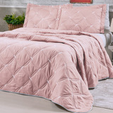 Colcha Cobre Leito Percal 200 Fios King Unique Bordado Cor Rose