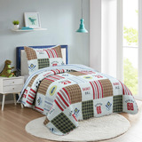 Colcha Infantil Teen Cobre Leito Solteiro 2 Peças Patchwork