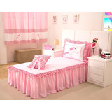 Colcha Unicornio Solteiro Para Menina + Cortina 04 Peças