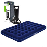 Colchão Inflável Casal Multiuso + Inflador Manual Kit Reparo