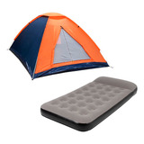Colchão Inflavel Travesseiro Suporta 150kg + Barraca 3p Ntk