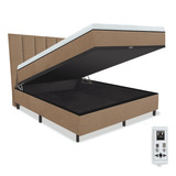 Colchão Magnético Casal 1,38x1,88 Massageador Cromoterapia Energia Bio Quântica Infra Vermelho + Cama Box Bau Cabeceira