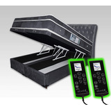 Colchão Magnético King Com 2 Massageadores Bio Quânticos E Cromoterapia + Base Box Baú + Cabeceira