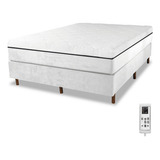 Colchão Magnético Queen Massageador Bio Quântica + Cama Box Cor Branco