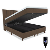 Colchão Massageador Magnético King + Box Bau + Cabeceira Cor Marrom