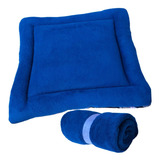 Colchonete Cama Caminha Almofada Pet P Casinha N 4 + Manta Cor Azul-marinho