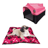 Colchonete Caminha Almofada + Casinha N2 Casa Pet Gato Rosa