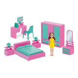 Coleção Mini Quarto Com Boneca Judy Home Samba Toys Ref.0404 Cor Colorido