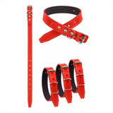 Coleira Couro Para Cachorro Porte Médio Pequeno N 5 Cor Vermelho Liso Siqueira Pet