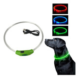 Coleira Iluminada Led Cães Gatos Recarregável À Prova D'água