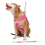 Coleira Peitoral Cachorro Guia Adaptador Doberman Pit Bull Cor Rosa-escuro
