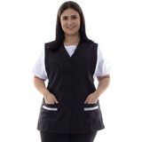 Colete Bata Plus Size Em Oxford Com Botões Tamanho Grande 