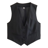 Colete De Terno Feminino Com Botão Casual Elegante