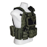 Colete Plate Carrier + 9 Módulos + Bandoleira ( Verde Oliva)