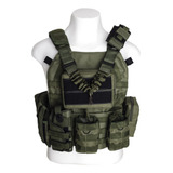 Colete Plate Carrier Mod.+ 9 Módulos + Bandoleira (verde)