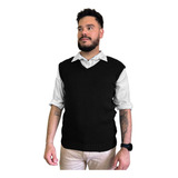 Colete Suéter Masculino De Tricot Sem Manga Gola V