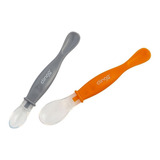 Colher De Silicone Bebe Ponta Dupla Macia E Rígida Kit 2un