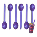Colher Descartável Reforçada Roxo Açai Sorvete 2000 Unidade 