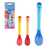 Colher Infantil Termo Sensível Bebê Ponta De Silicone 