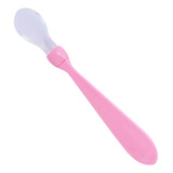 Colher Rosa Ponta Silicone Macia Infantil Alimentacao Bebe