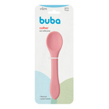 Colher Silicone Flexível Bebê Infantil Blw Buba Rosa