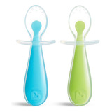 Colheres De Silicone Escudo Protetor Azul E Verde Munchkin