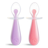 Colheres De Silicone Escudo Protetor Rosa E Roxo Munchkin