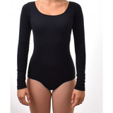 Collant Manga Longa Ballet Infantil / Body Balé Preto