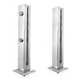 Coluna Torre Inox Polido 40cm 2 Furo Guarda Corpo Para Vidro