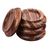 Com Piano Vertical Rodízio Copos Coaster Madeira Maciça 4pcs