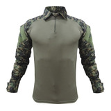Combat Shirt Marpat Preto Raglan Fox Proteção Uv 50+