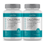 Combo 2 Calcitrax Calcio Citrato Malato 60 Tabletes Lauton Sabor Sem Sabor