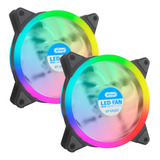 Combo 2 Cooler Fan 120mm Rgb Silencioso Gabinete Pc Gamer