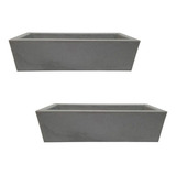 Combo 2 Jardineiras Planta Cinza 37cm Floreira Polietileno Cor Cimento Liso