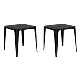 Combo 2 Mesas Plásticas Bela Vista 70 Cm Monobloco Preta Mor