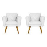 Combo 2 Poltronas Cadeiras Decorativa Isabella Corino Branco