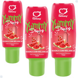 Combo 3 Gel Lubrificante Beijável Yummy Vodka Melancia 15ml