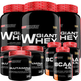 Combo 3x Whey Protein 900g + 3x Bcaa 100g + 3 Glutamina 300g