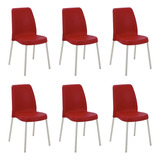 Combo 6 Cadeiras Vanda Vermelha Pernas Alumínio Tramontina