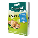 Combo 8 Caixas De Drontal Gatos 4 Kg Vermífugo 4 Comprimidos