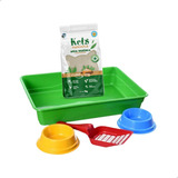 Combo Areia 1kg Mandioca E Kit Bandeja Higiênica Gatos 