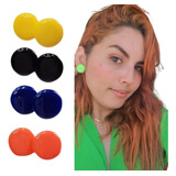 Combo Atacado Brincos Botão Resina Colorido 5 Pares Revenda