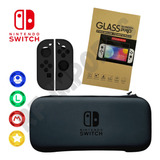 Combo Bag Switch+ Pelicula Oled+grips+ Par Silicone Joy Con